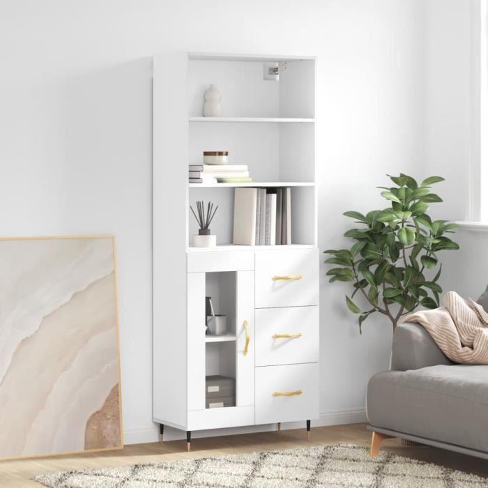 VidaXL Buffet haut Blanc 69,5x34x180 cm Bois d'ingénierie 3189485