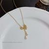 Titanium Steel Bow Tassel Luxury Necklace