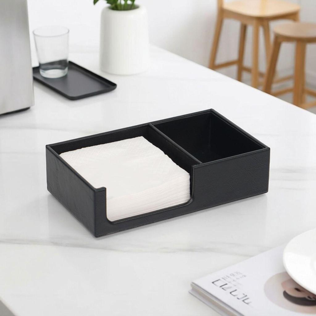 Square Leather Tissue Holder with Logo Printing - Creative Napkin Paper Storage Box for Hotels and Restaurants