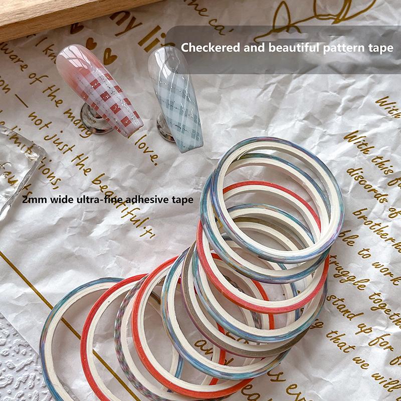 5/10Roll Nail Striping Tape Checkered Lines 3d Nail Art Tool Color Rolls Nail Decals DIY Nail Tips Sticker Decoration