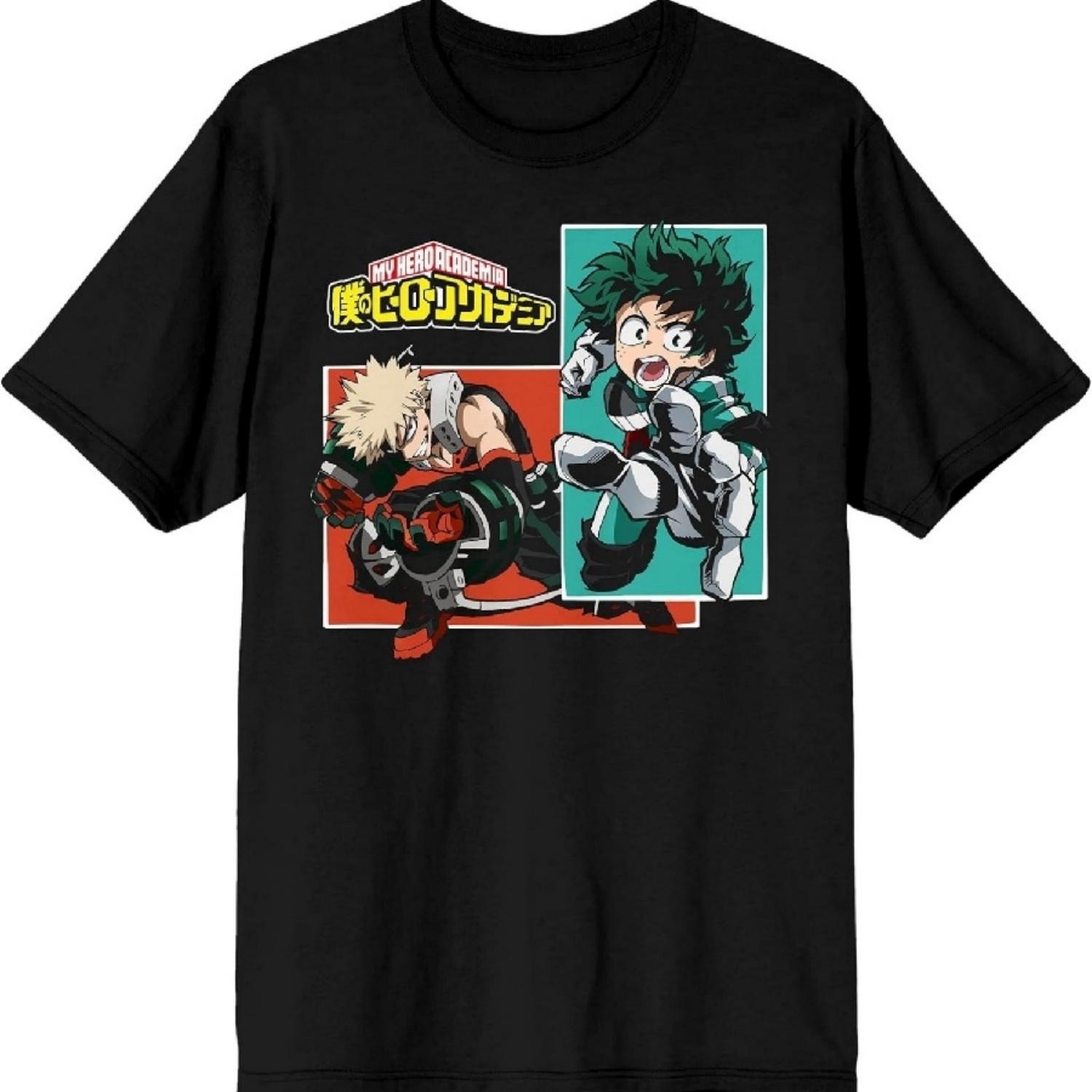 

Деку и Бакуго Моя геройская академия Аниме Мужская черная футболка с графикой XXXXXL чёрный