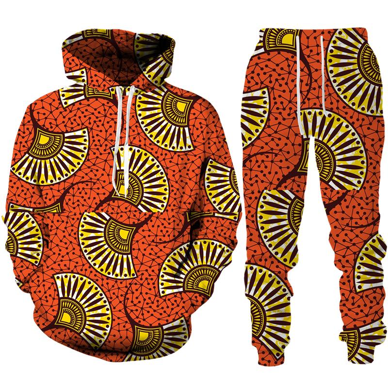Frühling Herbst Afrikanischer Stil 3D Druck Trainingsanzug Set Mann Frau Hoodie + Hose 2-teilige Sets Dashiki Ethnisch Lässig Pullover Streetwear