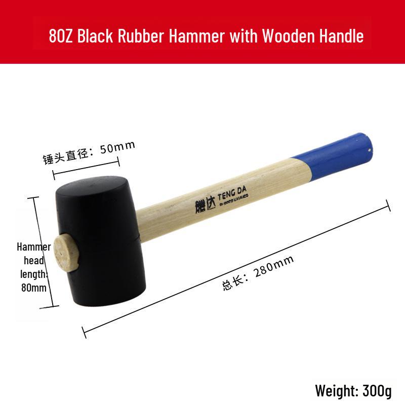 Tengda Solid Wood Handle Rubber Hammer for Tile Installation and Decoration