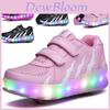 Tênis LED de Qualidade Premium Para Crianças Com Sapatos de Patins Iluminados e 2 Rodas