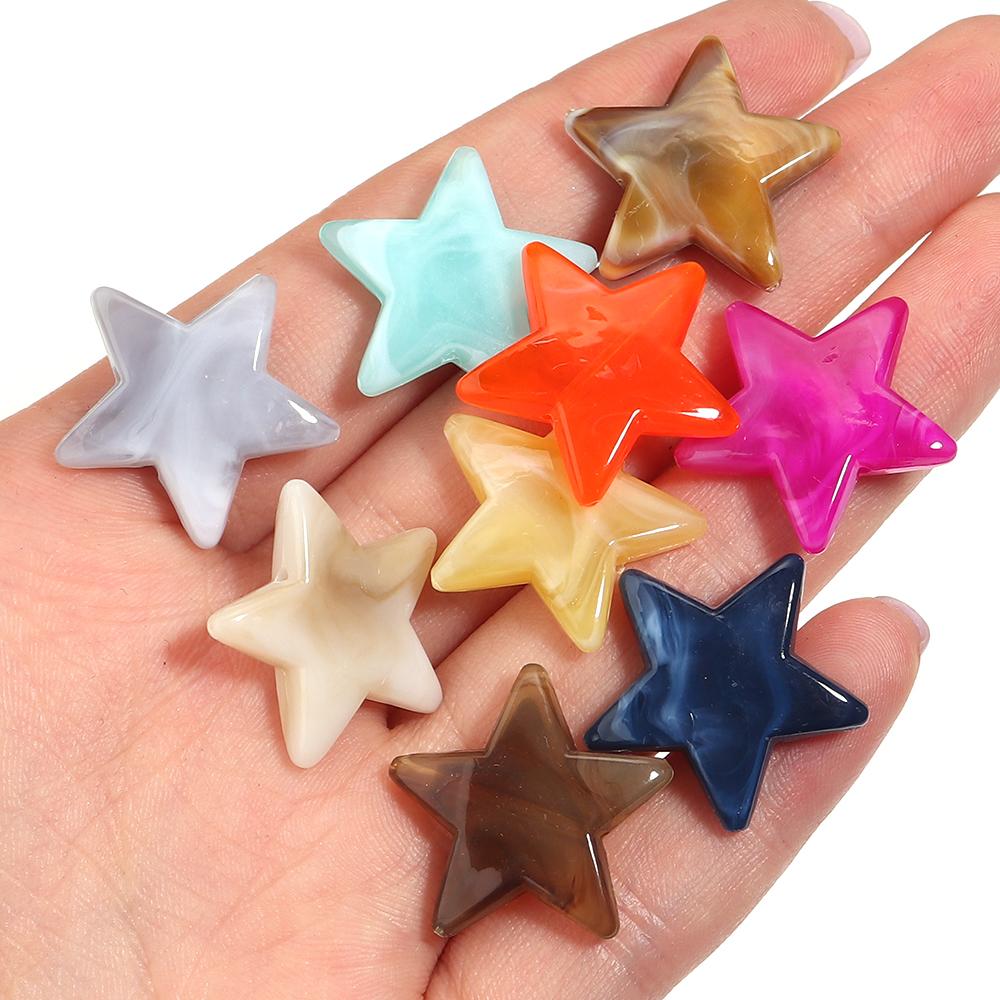 50pcs/lot 21mm Acrylic Star Beads Colorful Pentagram Cloud Loose Spacer Beads for Jewelry Making DIY Necklace Bracelets Keychain
