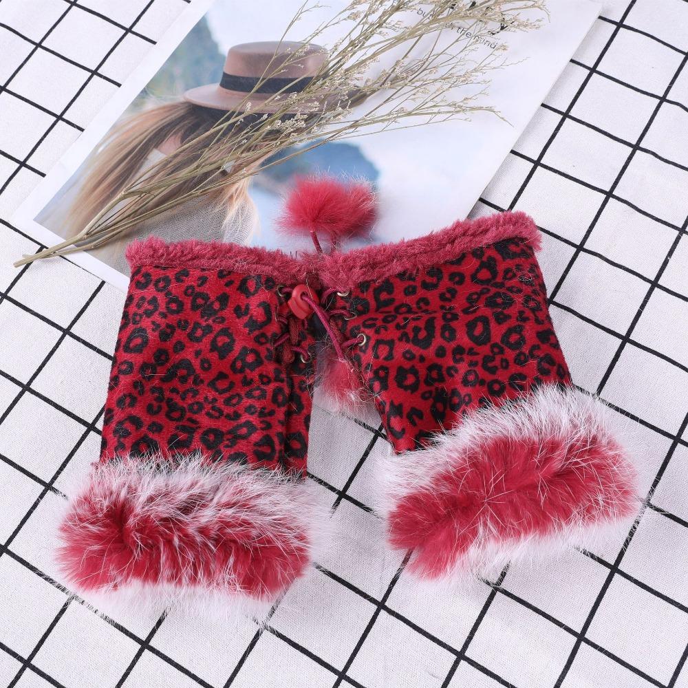 Winter Thicken Keep Warm Female Fashion Accessories Plush Mittens Fingerless Gloves Elastic Gloves