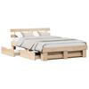 Bed Frame with Headboard Brown 150 X 200 Cm Solid Pine Wood