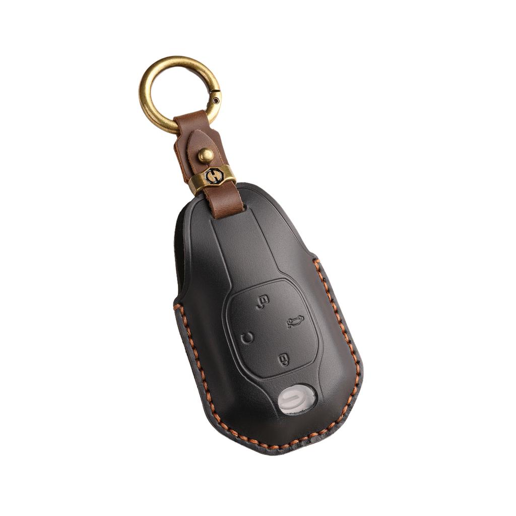 The Retro Key Cover Is Suitable For Gac New Energy Trumpchi E8 Car Handmade Real Cowhide Key Protection Bag.