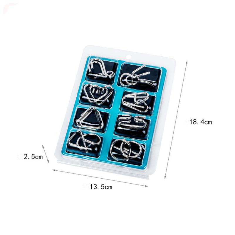 8 Piezas/Set Puzzle de Alambre Metálico Montessori Entrenamiento de Habilidad Lógica IQ Juguete para Aliviar el Estrés para Niños Adultos Aliviador Juguete Educativo