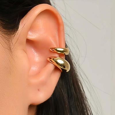 Punk Hip Hop Irregular Smooth Ear Clip for Women Unique Metal C-Shape Clip Earring Fake Cartilage  Jewelry Party
