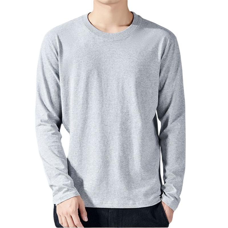 T-Shirt Für Herren Baumwolle Langarm-T-Shirts Einfarbige Herrenbekleidung Vollständige Ärmellänge Für Frühling Und Herbst Unterhemden