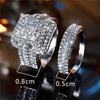 Luxury Female White Zircon Stone Ring Set Trendy Silver Color Engagement Cute Bride Wedding  Gift For Women