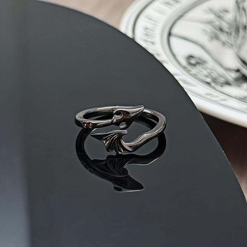 Темный Ветровой Лук Слегка Инкрустированный Цир***Кольцо-Перо, Гендерное Ветреное Персональное Нишевое Высококлассное Ощущение Кольцо-Складка Женское Adjustable opening