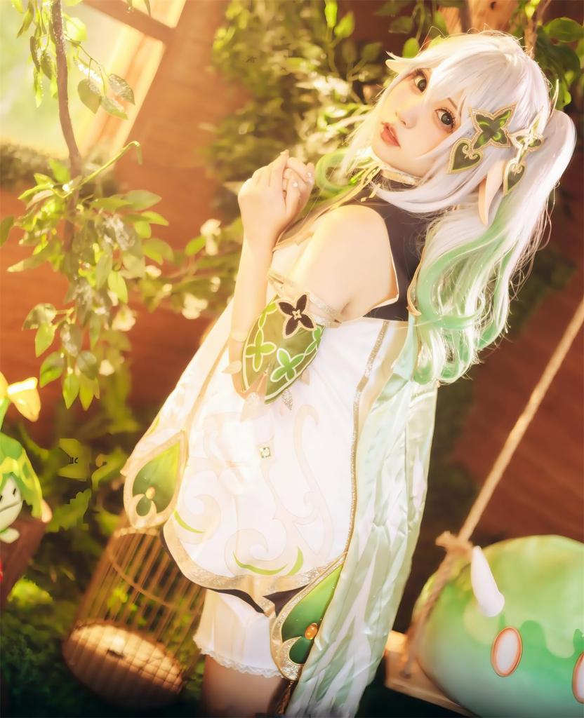 Genshin Impact Cosplay Naheeda Cosplay Costume Grass God Genshin Impact Adult Child Kids Size 130 140 White Grass Joka [NOKIJP] (Naheda, 140)
