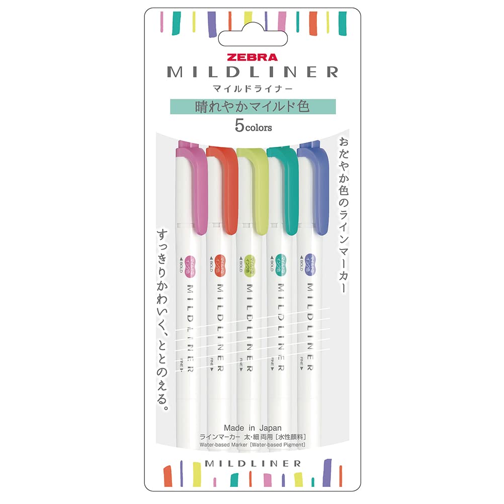 

Zebra Mildliner Highlighters Happy Mild Colors 5-Color Set WKT7-5C-HC-N