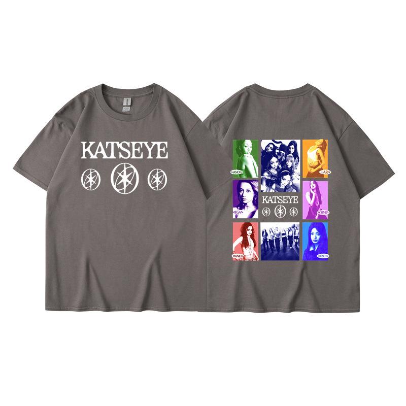 New KATSEYE printed T-shirt men's and women's casual T-shirt high-quality short sleeves