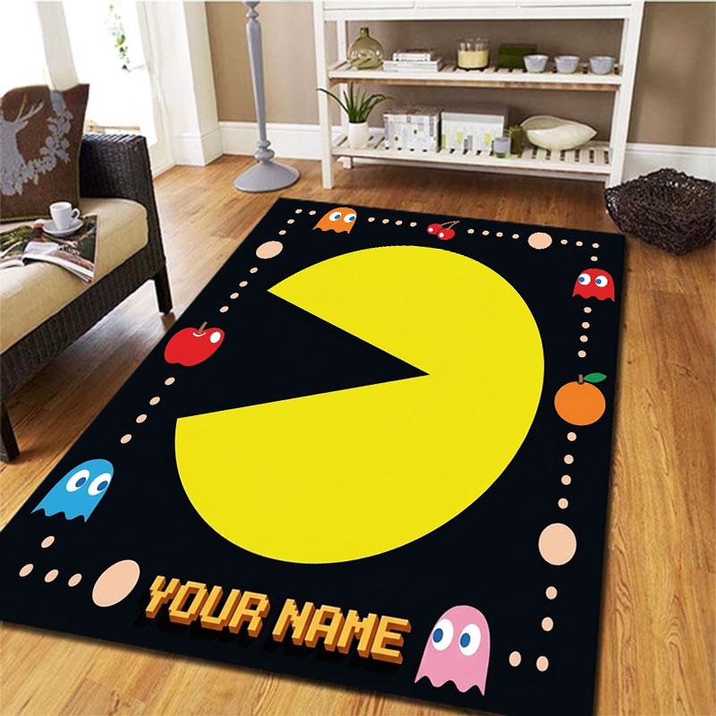 Pac-Man Custom Name Carpet Rug for Living Room Bedroom Home Sofa Decoration,Kids play Non-slip Floor Mat