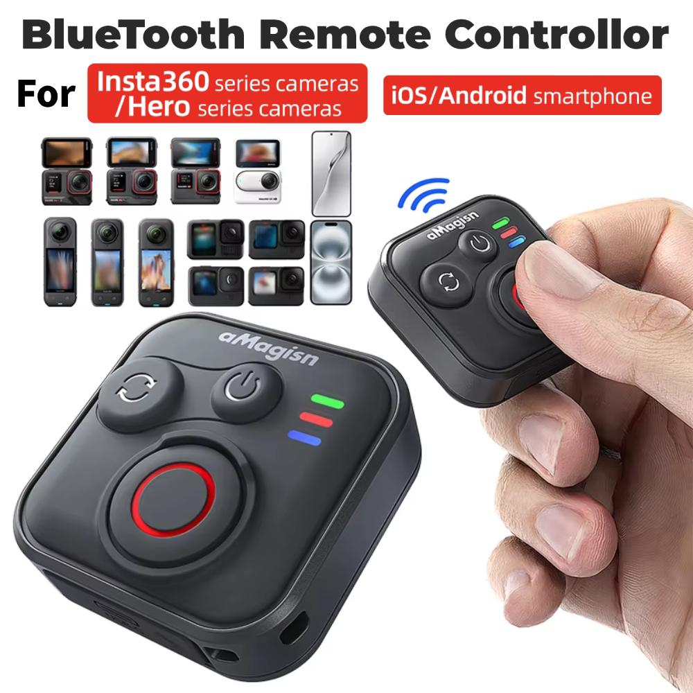 Multifunctional Wireless Shooting Controller with Wrist Strap BT Remote Control for Insta360 X5 X4 Ace Pro 2 GO 3S Sports Camera