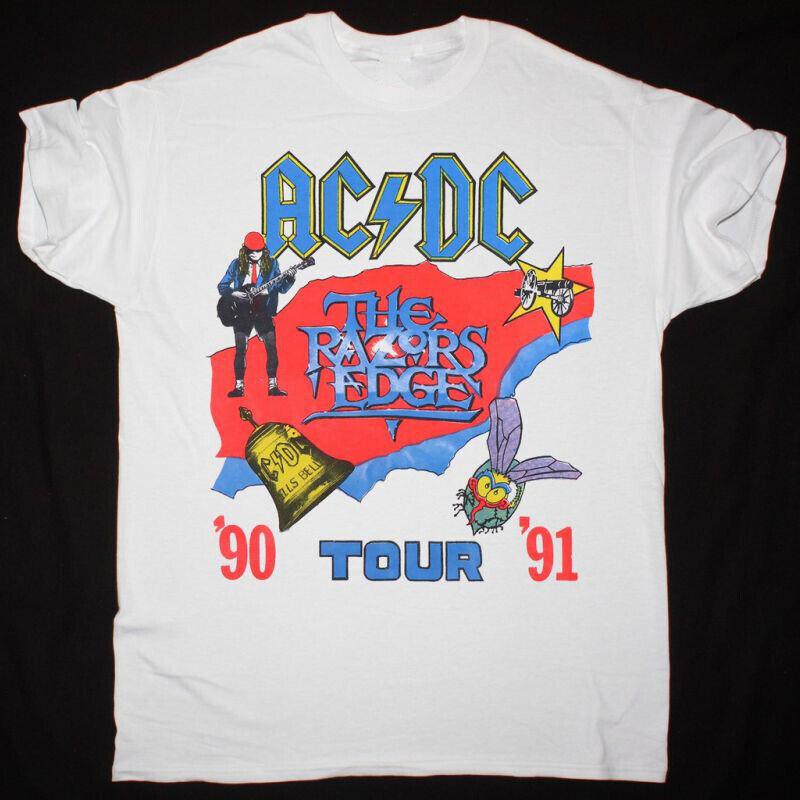 AC DC THE RAZORS EDGE TOUR Хлопок Белый S-5XL Унисекс Черная Рубашка Унисекс Футболка S