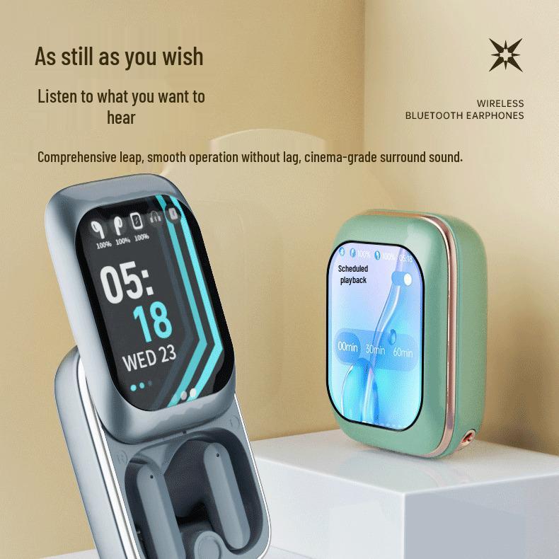 New Bluetooth Earphones with Slide Cover, HD Display, Touch Control, Noise Reduction, & Long Battery Life