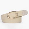 Women's Elastic Woven Straw Belt with Egg Shape Alloy Buckle - Retro Casual Design