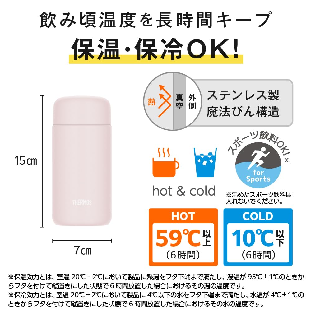 Thermos Vacuum Insulated Portable Soft SFPK Mug, 350ml, Pink, JPB-350