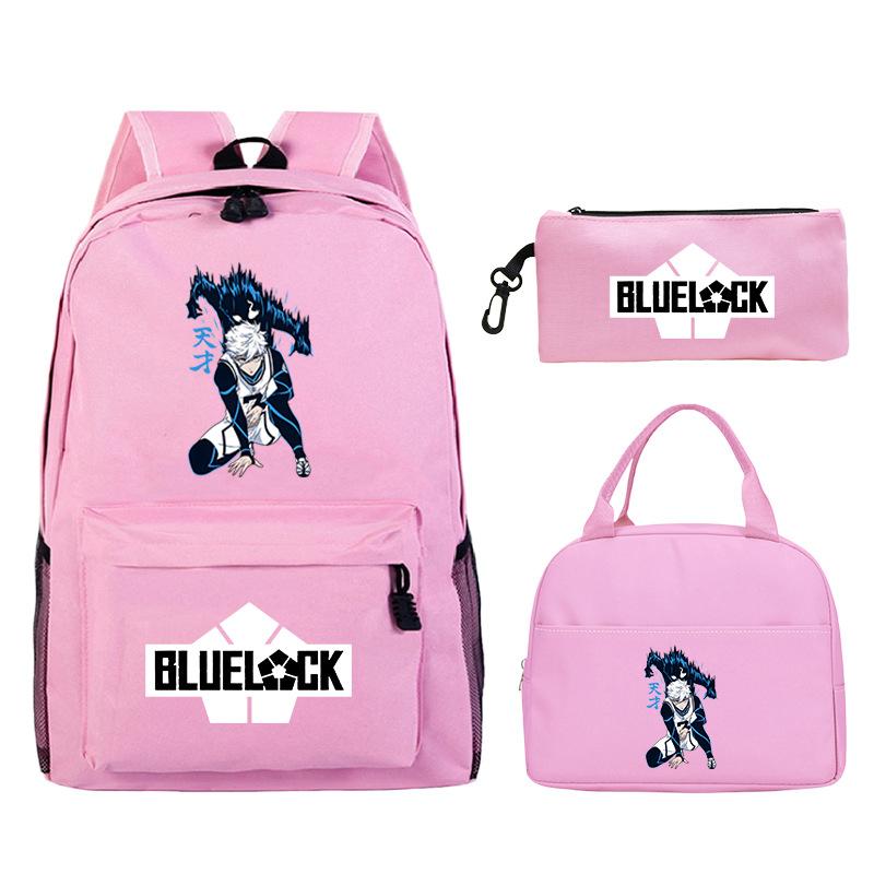 3 Piece School Backpack Set for Students Large Capacity Oxford Cloth Schoolbag with Shoulder Strap and Pencil Case
