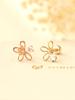Minimalpiercing 14K Cubic Leaf Flower Piercing Earrings
