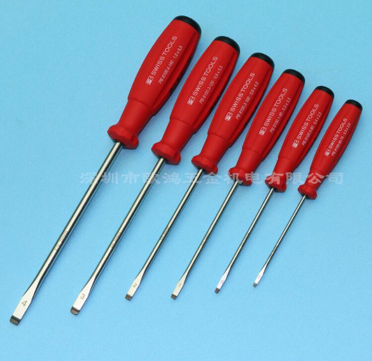 Swiss PB Tools 8100 Series Slotted Screwdriver Set (Sizes 00-4) 00-70mm