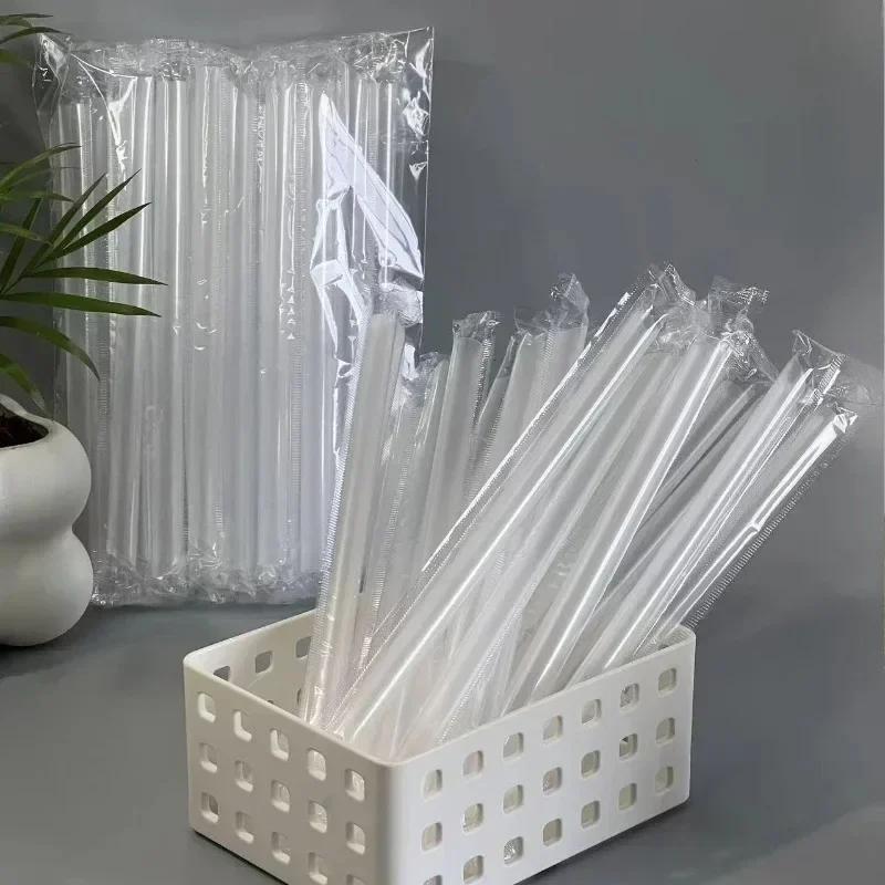 50/200PCS Transparent Straw Disposable Individually Plastic Straw Home Party Wedding Bar Tea with Milk Water Juice Coffee