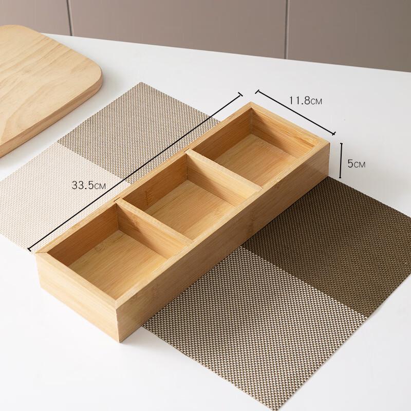 Korean Style Bamboo Wooden 3-Compartment Serving Tray