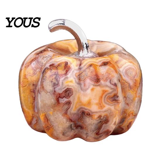 Transparent Crystal Pumpkin Charms Natural Carved Charm, Mini Gemstone Pendant Desktop Autumn Table Centerpieces for Jewelry DIY Making, Halloween