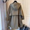 Versatile Loose-fit Casual Women's Trench Jacket Hooded Medium-length Spring Autumn Fashion Outerwear