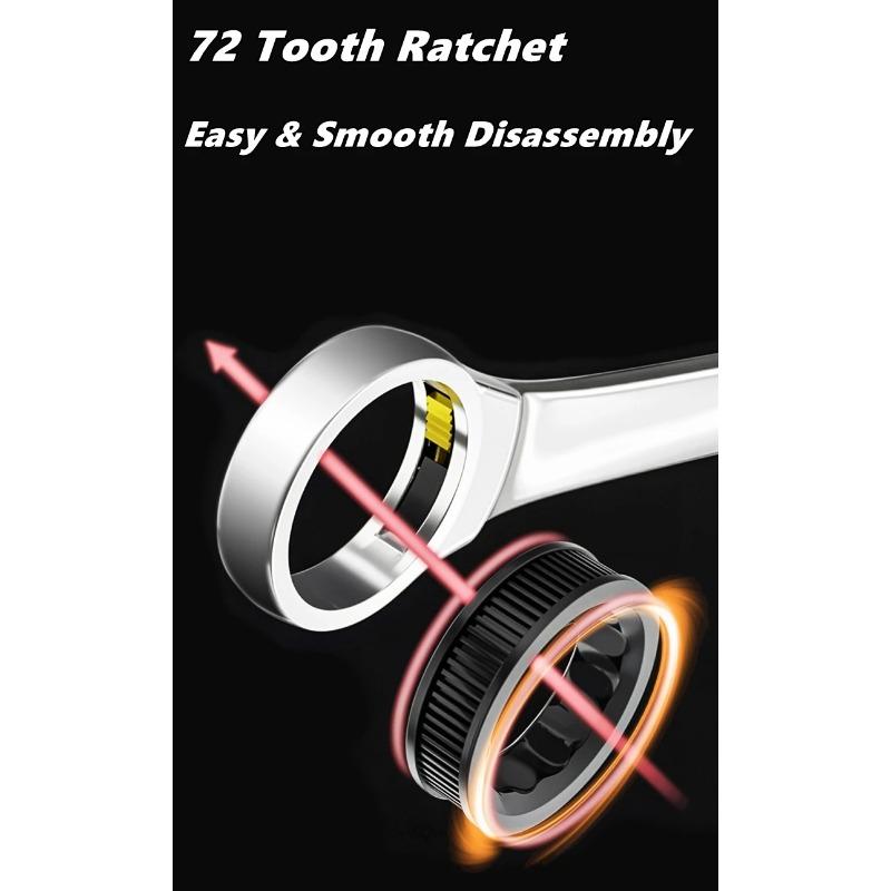 Universal 72-Tooth Ratchet Wrench Double Headed Labor Saving Adjustable Large Open End Wrench Steel High Hardness Repair Tools