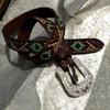 Leather Belt Navajo Totem Oil Paint Relief Shiny Niche Rhinestone Inlaid Removable Button Head