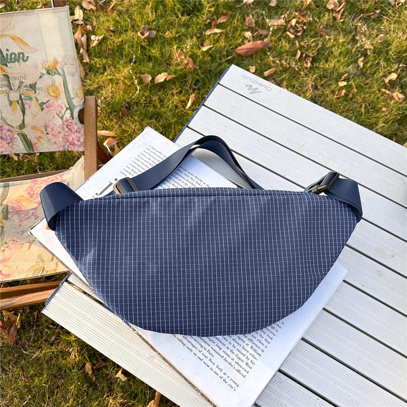 Stylish Grid Pattern Chest Bag Multiple Pockets Ideal for Outdoor Activities and Daily Use