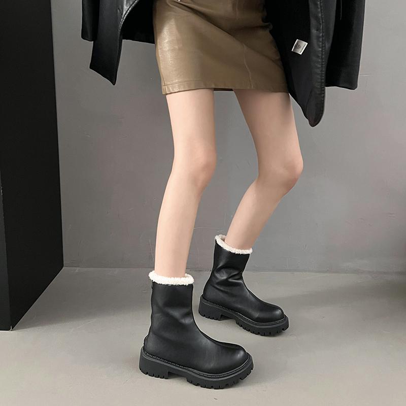 Fashion 2025 Winter Women Warm Plush Ankle Boots Comfort Big Size Shoes Concise Banquet Party Short Botas De Mujer