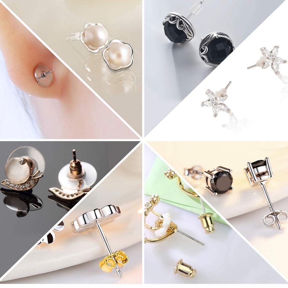 1040PCS Durable Silicone Earring Backs Metal Earring Backings Pierced Earing Backs  Droopy Studs