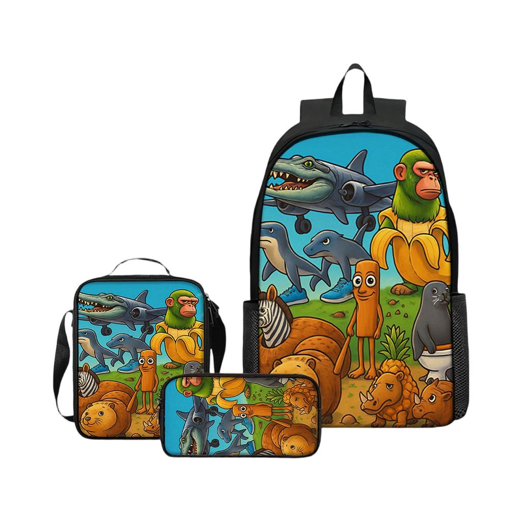 Cartoon Printing Casual Shoulder Bag Junior High School Students Large Capacity Backpacks