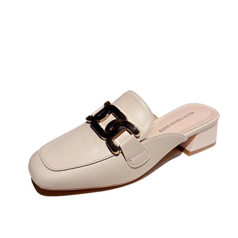 Sandals women's summer new slippers bag head fashion Korean version thick heel square head empty lazy shoes 309-3 comfortable