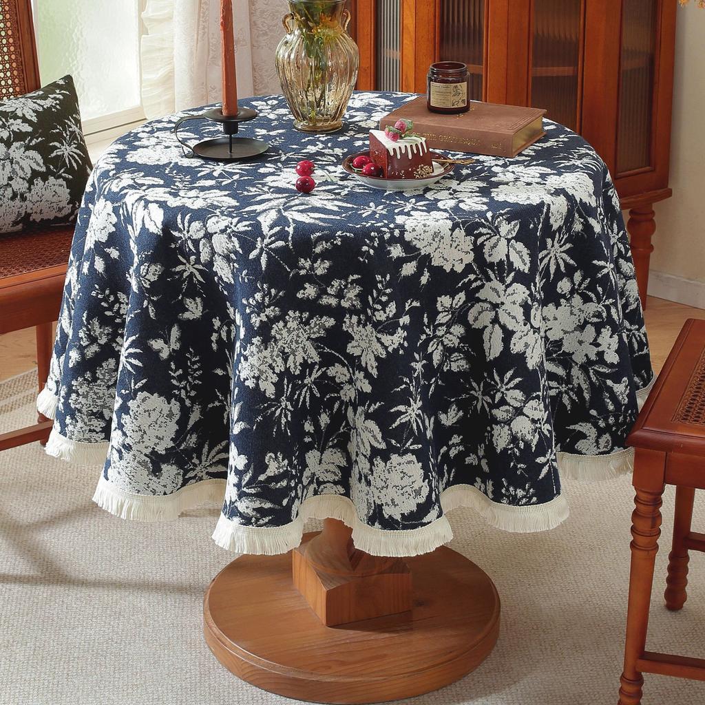 Tablecloth Round Tassel Tablecloth Thickened Fabric Plant Flower Decoration Supply