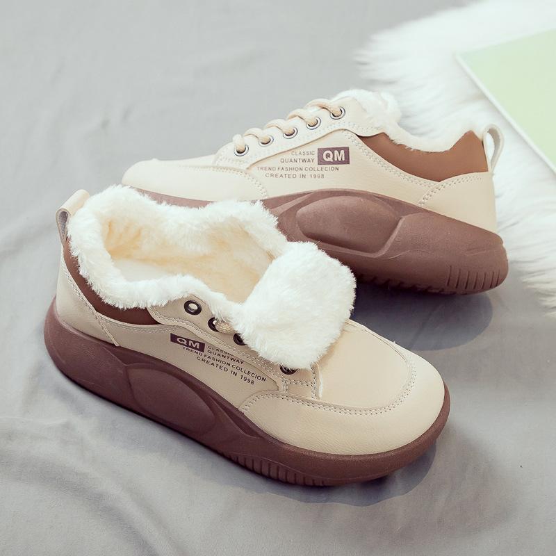 Fleece thickened large cotton women's shoes winter warm snow boots women's versatile new thick-soled cotton boots winter cotton