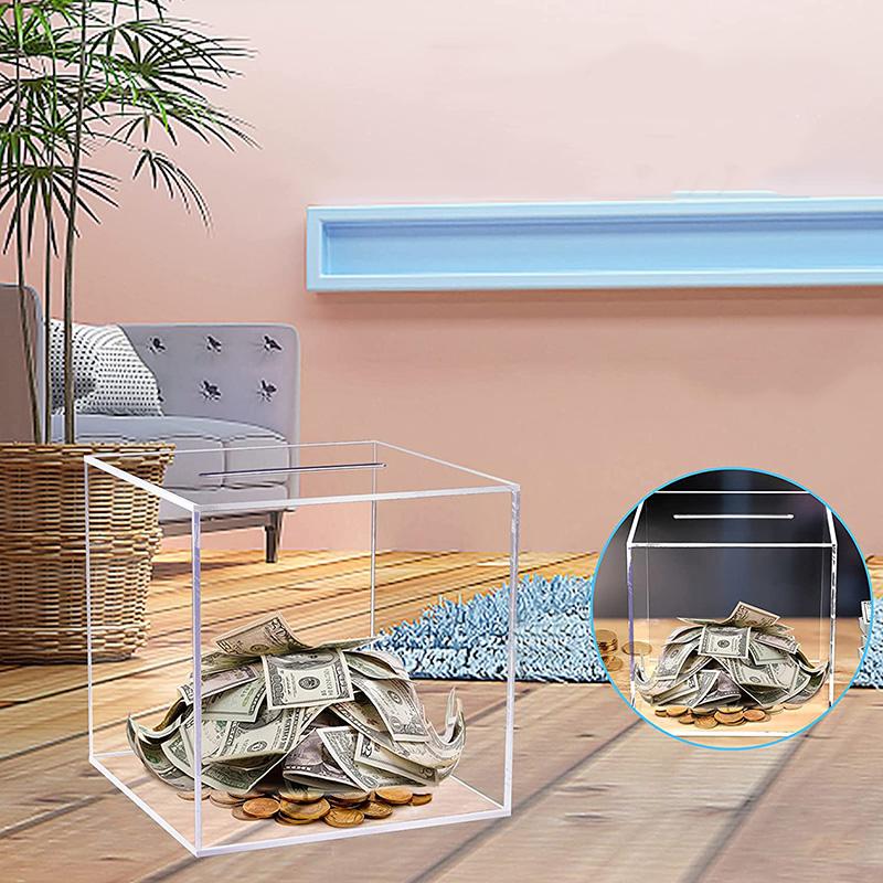Transparent Acrylic Thickened Square Piggy bank Large capacity Suitable For Banknotes, Coins And Money-Saving Box Decorative box