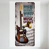 Vintage Electric Guitar & Mic Metal Tin Sign - WHERE WORDS FALL MUSIC SPEAKS Retro Musical Notes Wall Plaque for Man Cave Bar Ca