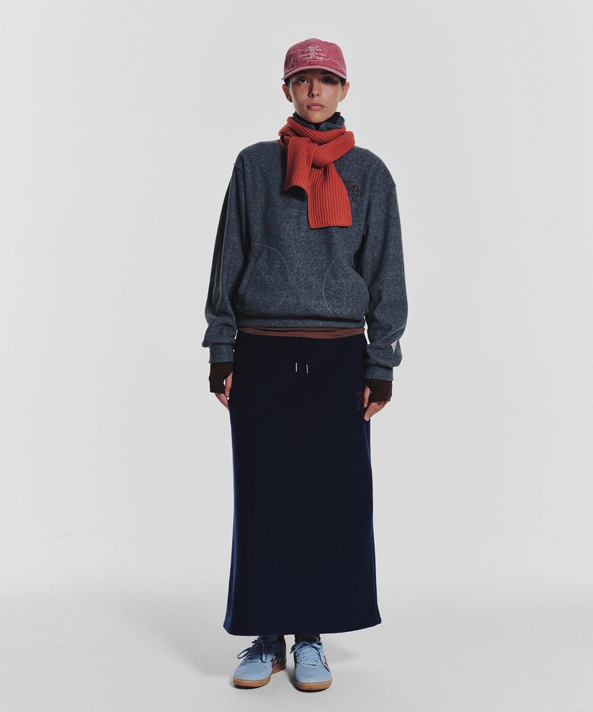 Minasu Terry Fleece Long Skirt_Navy