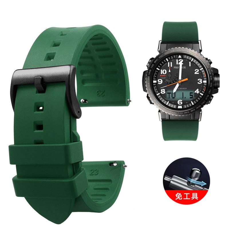 

23мм 24мм Фторкаучуковий Ремінець для Годинника Casio PRW-6600 PRG-600 Ремінець PRW-60 PRW-30 PRW-50 PRW-70YT Спортивний Гумовий Браслет для Годинника 24mm
