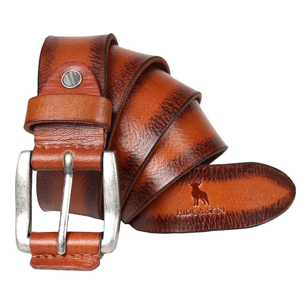 Full Grain Genuine Leather Belt for Men | Belt for men leather | Casual Belt | Jeans Belt |Adjustable Free size fits 28-40 inches | Gift Box included