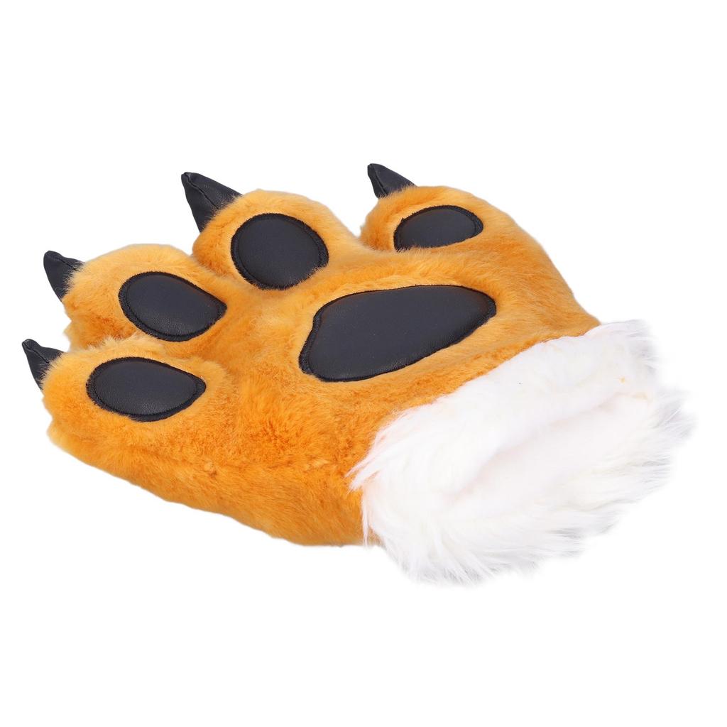 Simulation Animal Claw Gloves Cute Tiger Claw Plush Gloves Werewolf Costume GlovesYellow