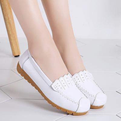 Mode Dames Flats Zomer Dames Echt Lederen Schoenen Met Lage Hakken Instappers Casual Platte Schoenen Dames Loafers Zachte Verpleegkundige Ballerina 253