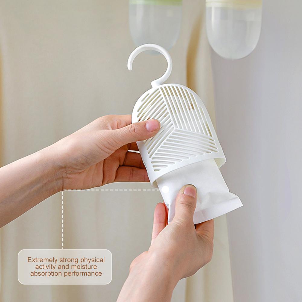Clothing Dehumidifier Box Reusable Hanging Dehumidifier Packs Moisture-proof with Water Collector&Hook for Home Bedroom Kitchen
